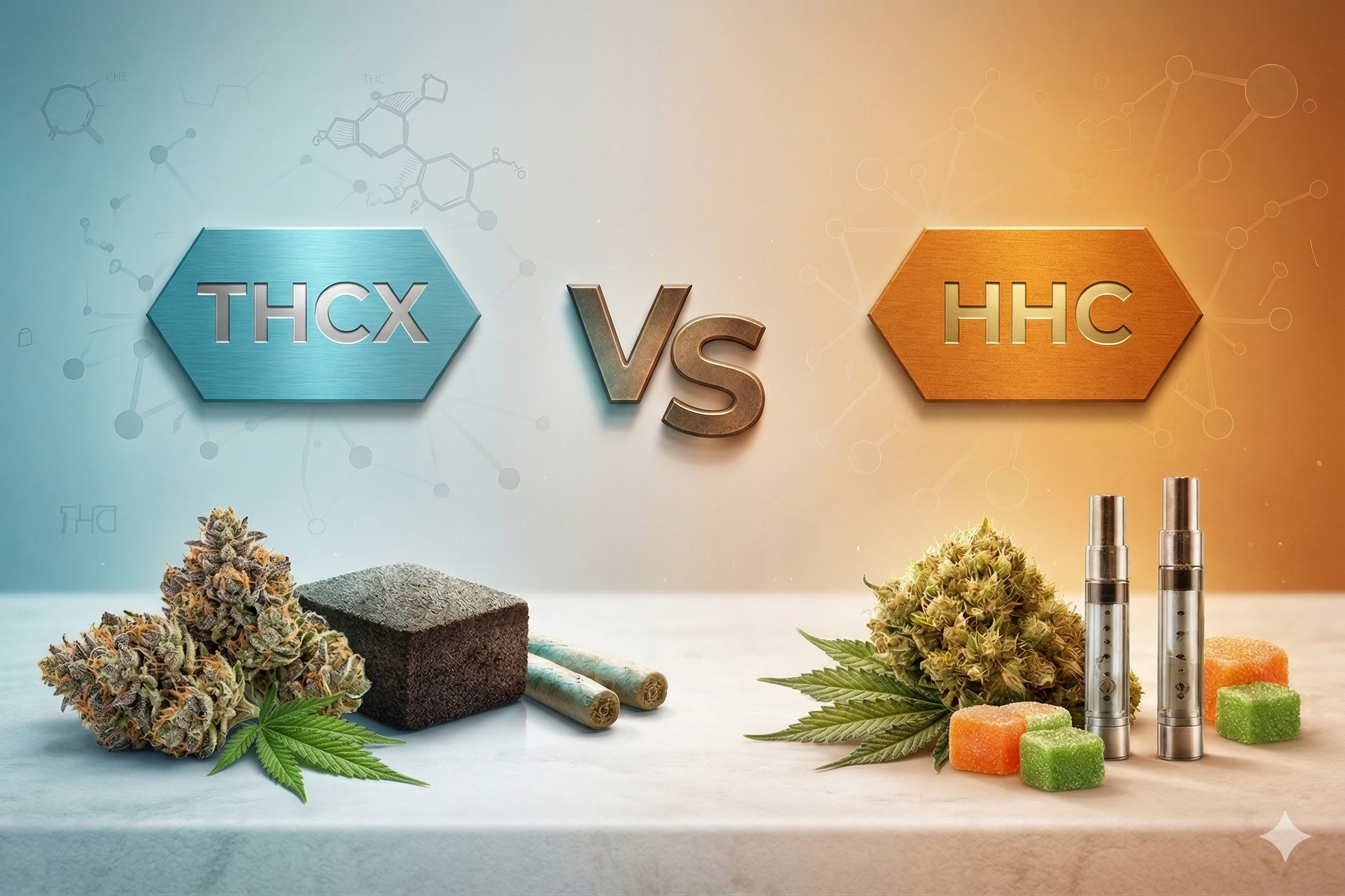 THCX vs HHC spiegato: effetti, chimica e realtà legale